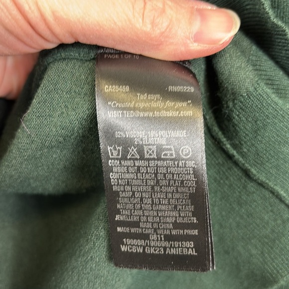 Ted Baker Aniebal dark green fringe sweater sz sm - Picture 8 of 10